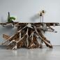 Preview: Sideboard aus einer Baumwurzel mit Aluminium