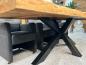 Preview: Langer Massivholztisch mit Baumkante 250 cm