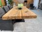 Preview: Massiver Teakholztisch mit Halbmond Stahlfuss 250cm