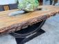 Preview: Massiver Teakholztisch mit Halbmond Stahlfuss 250cm