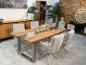 Preview: Massiver Design Esstisch mit Kufen und Glaselementen