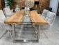 Preview: Massiver Design Esstisch mit Kufen und Glaselementen