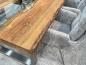 Preview: Massiver Design Esstisch mit Kufen und Glaselementen