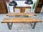 Preview: Massiver Design Esstisch mit Kufen und Glaselementen