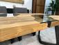 Preview: Nachhaltiger Esstisch "Landscape Freestyle" ca. 180 x 90 x 78 cm aus recyceltem Teakholz mit Rohstahlgestell und Glas