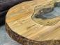 Preview: Organic oval wooden coffee table with glass top, 138x82-92x50 cm