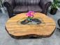 Preview: Organisch ovaler Couchtisch Fusion Holz Altholz Stahl rustikal