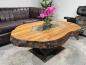 Preview: Organisch ovaler Couchtisch Fusion Holz Altholz Stahl rustikal