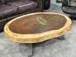 Preview: SONDERANGEBOT Ovaler Couchtisch aus einem Baumstamm, ca. 120 x 85 x 42,5 cm  "Lakeside Suar" mit Glaseinlage