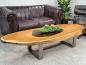 Preview: Massiver Couchtisch Baumstamm mit Metallgestell