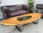 Preview: Massiver Couchtisch Baumstamm mit Metallgestell