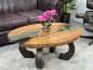 Preview: Massivholz Couchtisch mit Glaseinlage Fjord