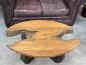 Preview: Massivholz Couchtisch mit Glaseinlagen Bay
