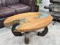 Preview: Massivholz Couchtisch mit Glaseinlagen Bay