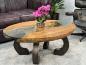 Preview: Massivholz Couchtisch mit Glaseinlagen Bay