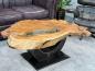 Preview: Unikat Couchtisch aus Holz Baumstamm Baumscheibe Metallfuss