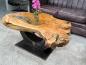 Preview: Unikat Couchtisch aus Holz Baumstamm Baumscheibe Metallfuss