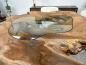 Preview: Designtisch aus Teakholz (134 x 127 x 77,5 cm) "Eternia Root" mit Edelstahlgestell und eingefrästem Glas
