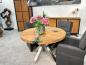 Preview: Runder Designtisch aus recyceltem Holz