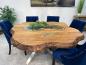 Preview: Runder Esstisch Eternia aus recyceltem Holz mit Glaseinlage