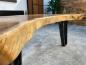 Preview: Schreibtisch / Tisch ca. 185 x 54-78 x 79 cm aus einer massivem Baumscheibe Suar inkl. Rohstahlgestell