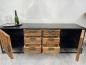 Preview: Sideboard / Anrichte "Essence black" 180 x 45 x 61 cm aus recyceltem Altholz mit Stahlkostruktion schwarz lackiert