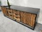 Preview: Sideboard / Anrichte "Essence black" 180 x 45 x 61 cm aus recyceltem Altholz mit Stahlkostruktion schwarz lackiert