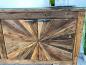 Preview: Sideboard / Anrichte "Essence" 180 x 45 x 82 cm aus recyceltem Altholz mit Chromgestell und Glasplatte