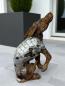 Preview: Skulptur Holzfigur Hund mit Aluminium