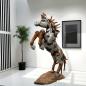 Preview: Skulptur steigenes Pferd aus Holz Lobby Hotel Eingangsbereich Dekoration