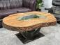 Preview: Spektakulärer Couchtisch Fusion mit organischer Form aus Holz mit Metall