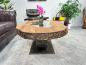 Preview: Spektakulärer Couchtisch Fusion mit organischer Form aus Holz mit Metall