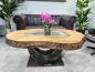 Preview: Spektakulärer Couchtisch Fusion mit organischer Form aus Holz mit Metall