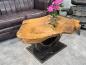 Preview: Coffee table made of solid wood with glass top, approx. 106x75x48.5 cm.