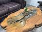 Preview: Unikat Couchtisch aus Holz Baumstamm Baumscheibe mit Edelstahl