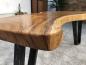 Preview: Schreibtisch / Tisch ca. 200 x 60-100 x 78 cm aus einer massivem Baumscheibe Suar inkl. Rohstahlgestell
