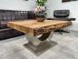 Preview: Solid wood coffee table made from recycled teak on metal base.