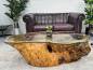 Preview: Wohnzimmertisch aus Suar-Holz mit Glas, 155x85x41 cm.