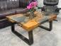 Preview: Wooden coffee table with glass inlays, 100x60x45 cm