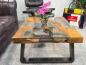 Preview: Wooden coffee table with glass inlays, approx. 100x60x45 cm.