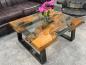 Preview: Wooden coffee table with glass inlays, 100x60x45 cm.