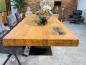 Preview: Massiver Teakholztisch mit Halbmond Stahlfuss 250cm