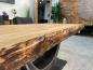 Preview: massiver Teakholz Esstisch mit Halbmondfuss