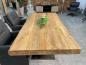 Preview: massiver Teakholz Esstisch mit Halbmondfuss