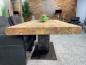Preview: massiver Teakholz Esstisch mit Halbmondfuss