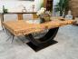 Preview: Stilvoller Esstisch aus massivem Teakholz und Glas 220 cm