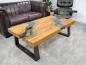Preview: Holz Wohnzimmertisch mit Glaseinlagen, ca. 140x80x45 cm.
