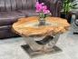 Preview: Massivholz Couchtisch Baumstamm Baumscheibe Expression Handarbeit