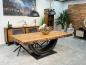 Preview: Wohnzimmertisch Deep Island 220x100 aus massivem Altholz und Rohstahl