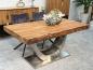 Preview: Wooden dining table with raw steel frame, approx. 160x90x76.5 cm.